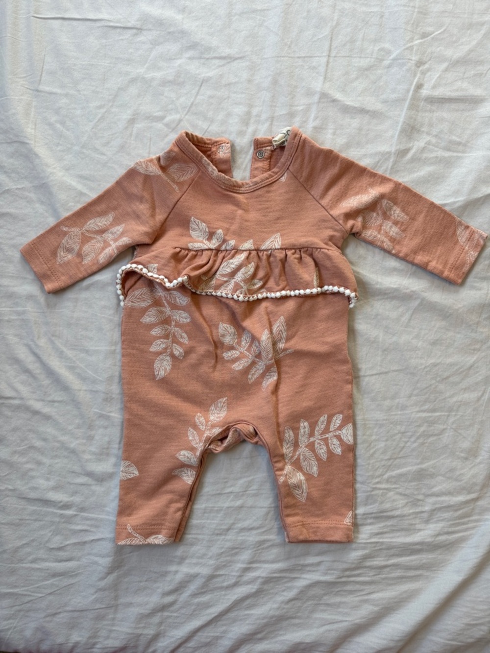 Jessica Simpson Pink Peach Leaf Print One-Piece